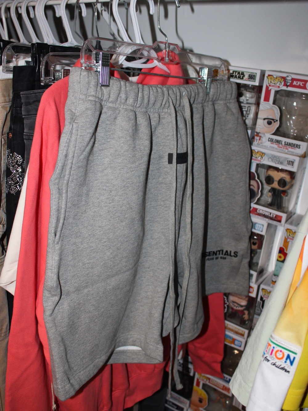 Essentials Grey Drawstring Sweatpants with Logo Patch